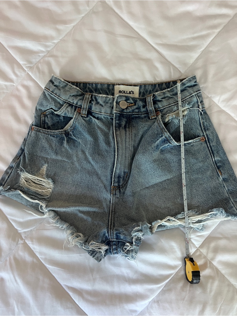 ROLLA'S Light Blue Distressed High-Waist Denim Shorts